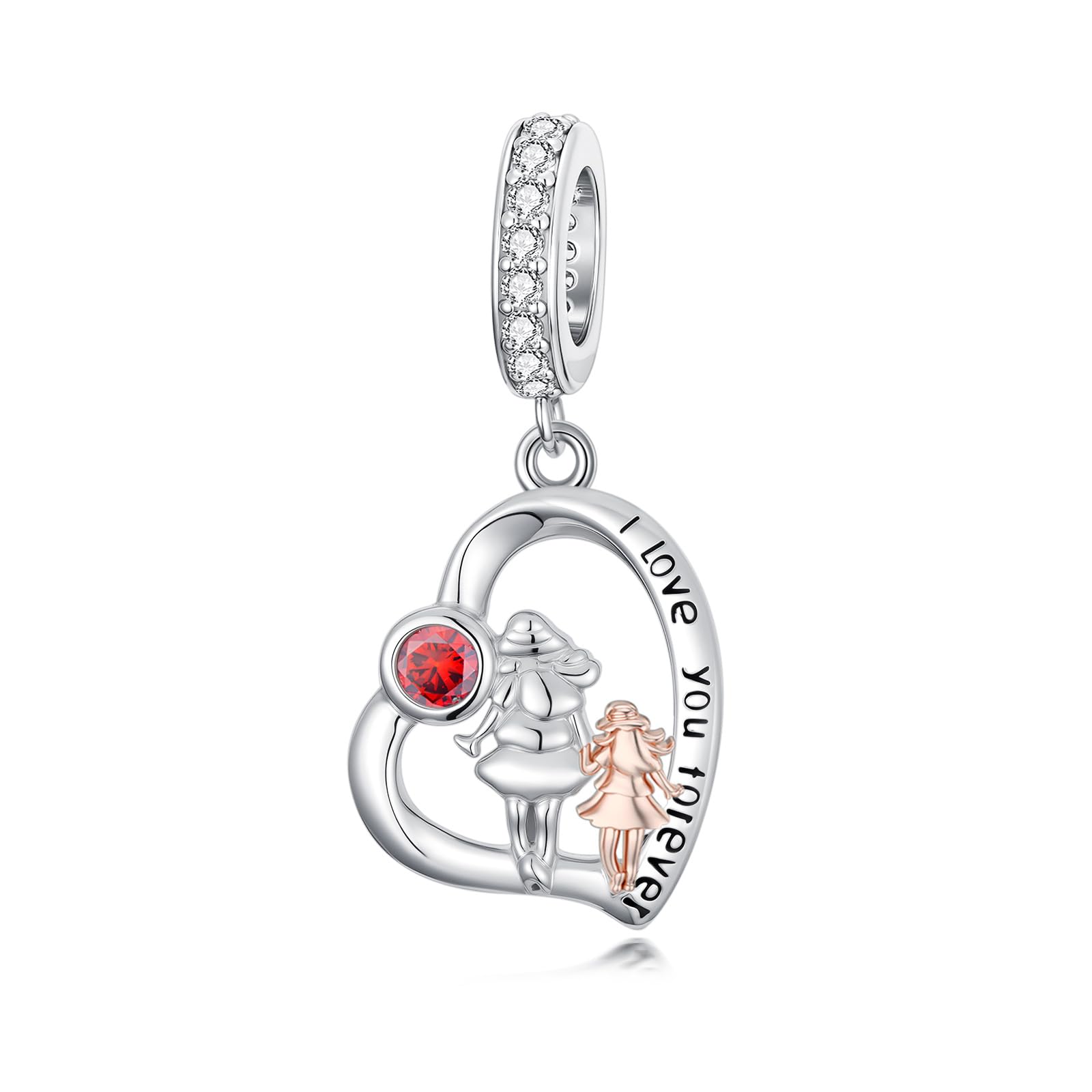 PROESS Father Mother Daughter Charm fit Charms Bracelet Sterling Silver Charms for Bracelets Birthday Valentines Day Gifts for Daughter Mother Lover