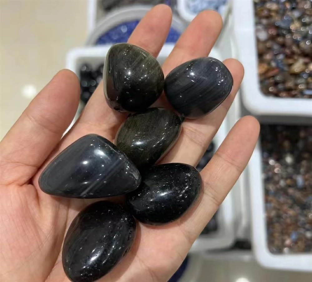 KatLin Natural Stone Natural Obsidian Crystal Tumbled Bulk Mineral Specime Gemstones Gem Raw Aquarium Decoration Gift(300g)