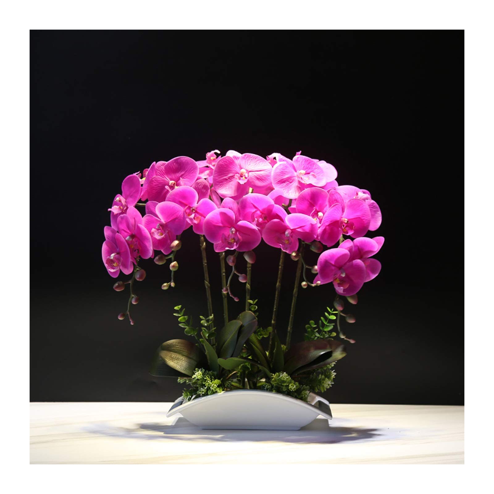 MYUYEE Artificial Flowers,Extra Large Artificial Orchids Potted - Lifelike Faux Orchids Plants Decoration Simulation Fake Flowers Bouquets With Vase, For Office
