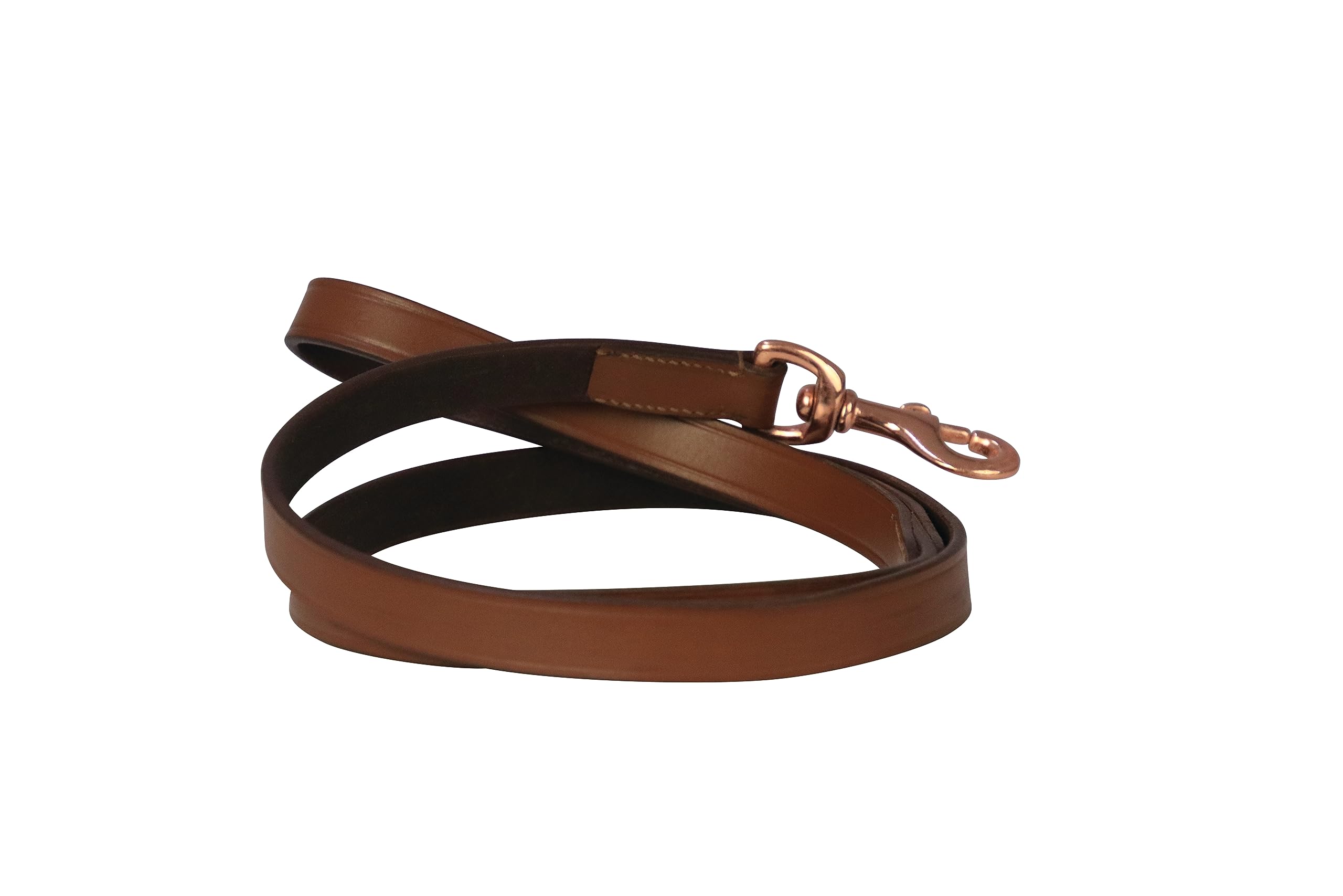Benji & Flo Deluxe Padded Leather Dog Lead 120cm (Tan/Rose Gold)