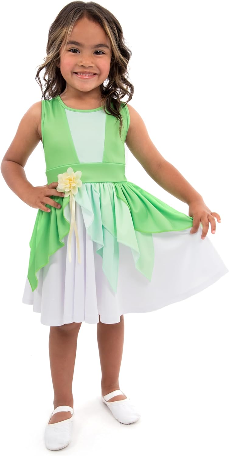 Little Adventures Lily Pad Twirl Dress - Machine Washable Child Pretend Play and Party Dress with No Glitter