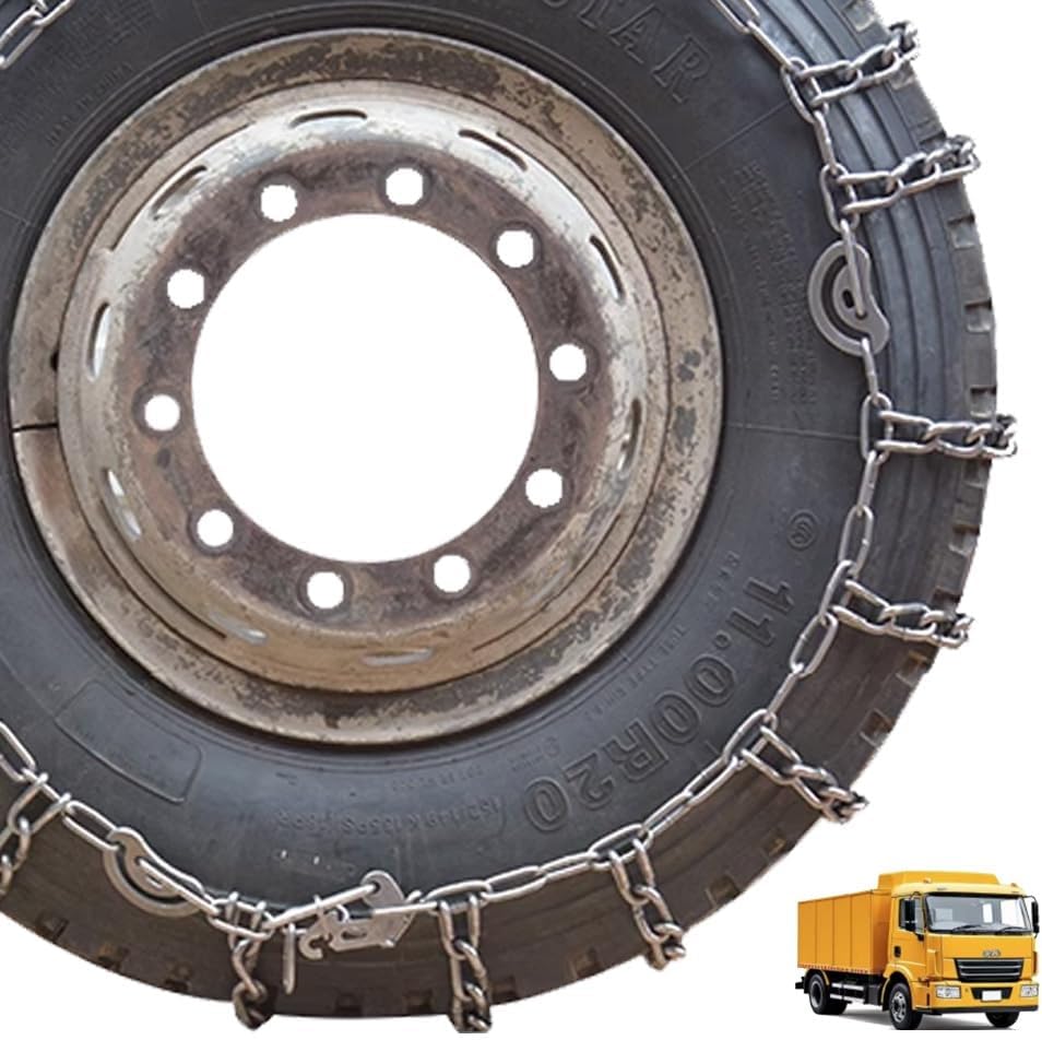 2pcs 9mm Snow Chains for Trucks & SUVs – Reinforced Anti-Skid Chains –Easy On and Off for Ice & Snow 12.00-20 9mm 12R22.5