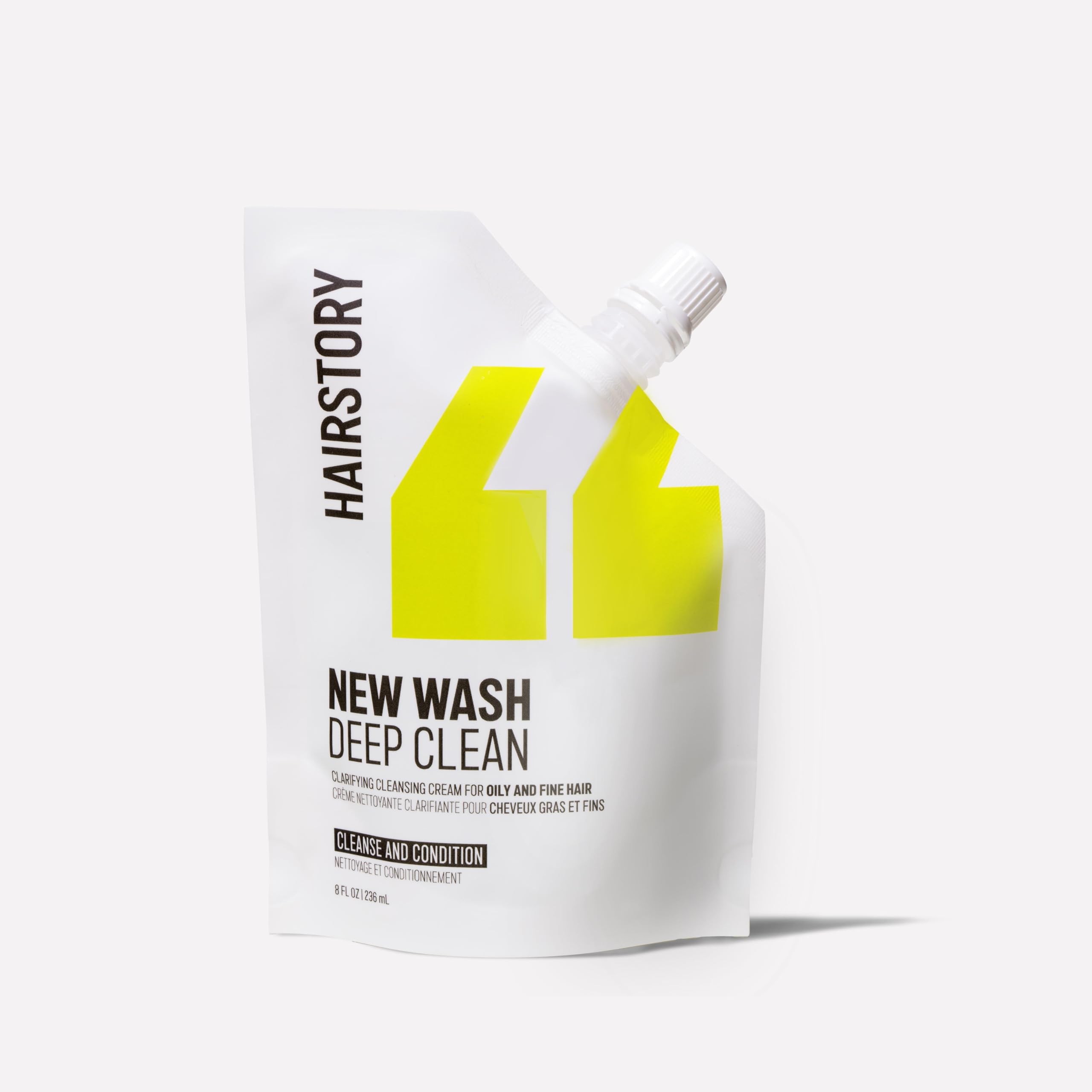 Hairstory New Wash Deep Clean Refill – Detergent-Free Cleansing Cream, Shampoo & Conditioner Alternative for Oily and Fine Hair, Promotes Scalp Health & Volume, 8 oz
