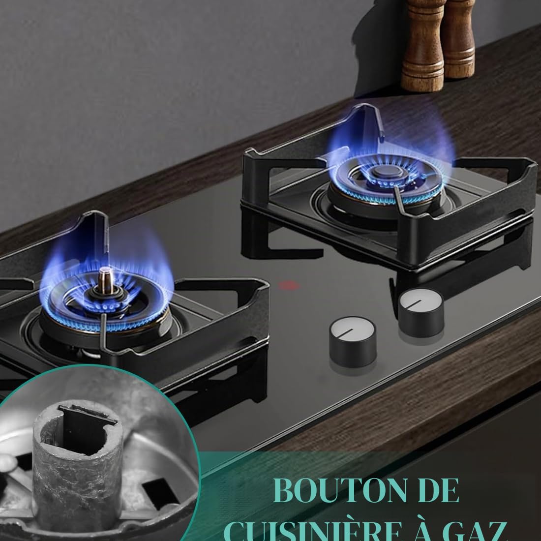 Pièces et accessoires pour tables de cuisson, 4 boutons de four, boutons de plaque de cuisson de 6 mm, boutons de commande universels pour plaques de cuisson à gaz (noir)