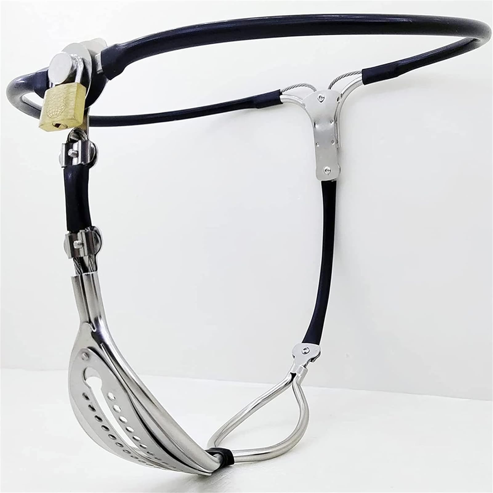 Ceinture de chasteté BDSM for femme, sous-vêtements en métal, plug anal et vaginal, dispositif de chasteté en acier inoxydable, jouets sexuels for femmes(Waist 96~102cm)