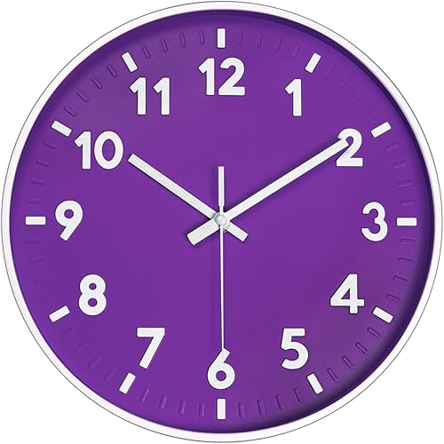 Reloj de pared moderno con número 3D de 12 pulgadas esfera redonda y colorida brillante sin tictac reloj de pared silencioso de cuarzo a pilas fácil