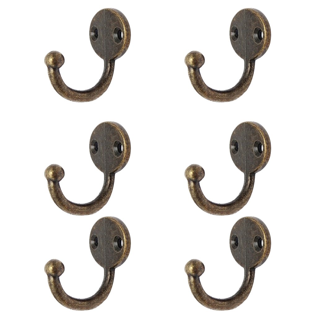 WOVEBIUS 6X Clothes Coat Towel Hat Hanger Kitchen Bedroom Bathroom Door Wall Hooks,Bronze,Type 2