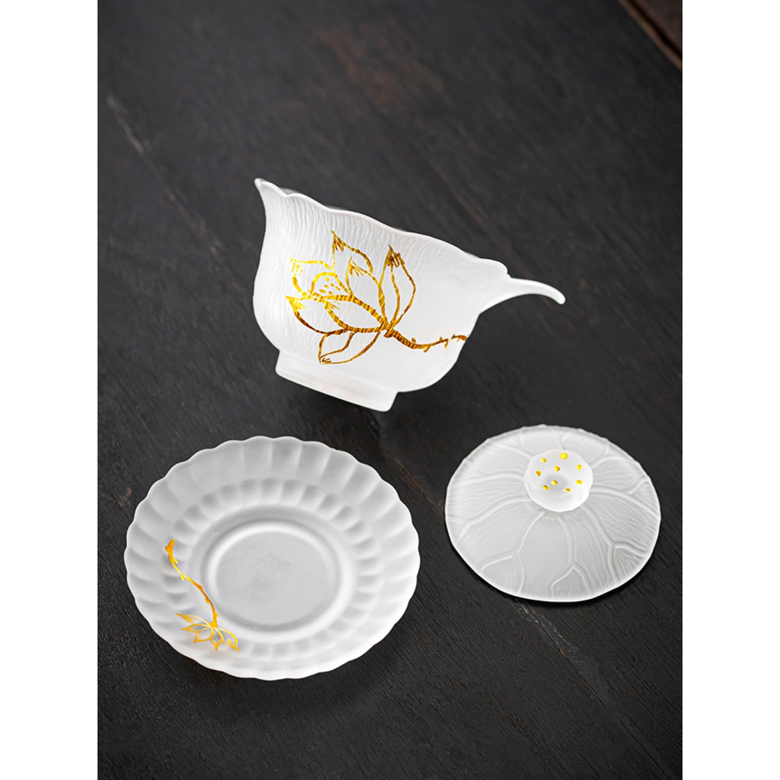 Tazza da tè Gaiwan in vetro smerigliato, 160 ml, resistente al calore antico Kung Fu tè set ciotola da tè