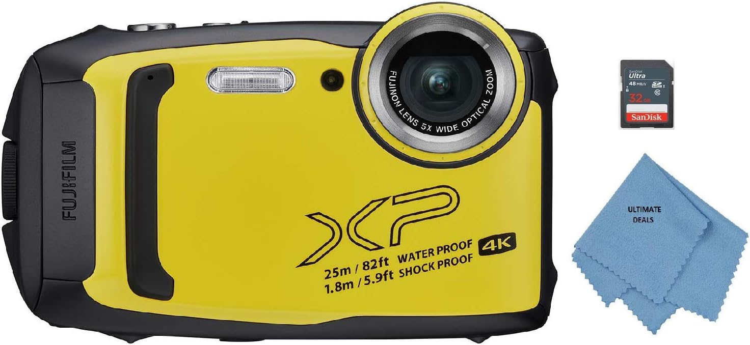 Fujifilm FinePix XP140 Waterproof Digital Camera w/32GB SD Card - Yellow