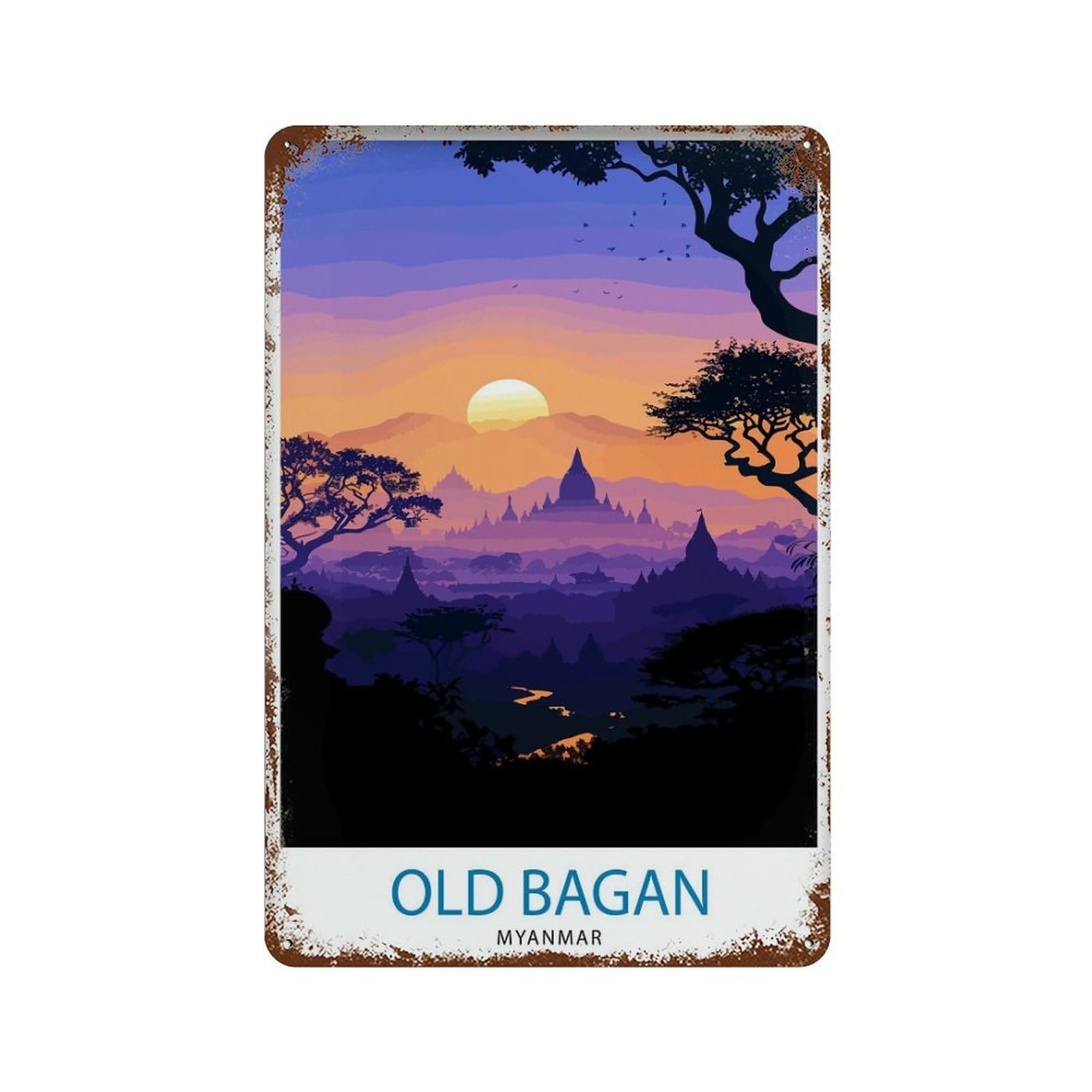 xiaoxiaoshen Bagan Myanmar Travel Lover Wall Decor Art Metal Tin Poster Modern Home Decor Art Home Bar Shop Decorations Vintage Sign 30x20cm