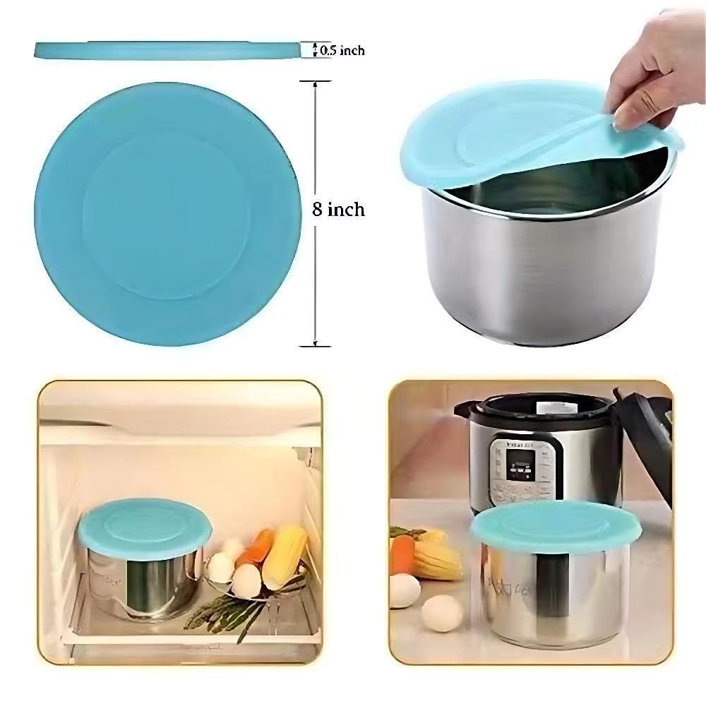 2pcs Silicone Lid Inner Pot Cover Accessories Compatible with Ninja Foodi Pressure Cooker and Air Fryer 6.5 Quart and 8 Quart, Blue, Aqua