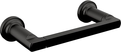 DELTA FAUCET 78955-BL Tetra - Soporte para papel higiénico con brazo pivotante, accesorios de baño, color negro mate