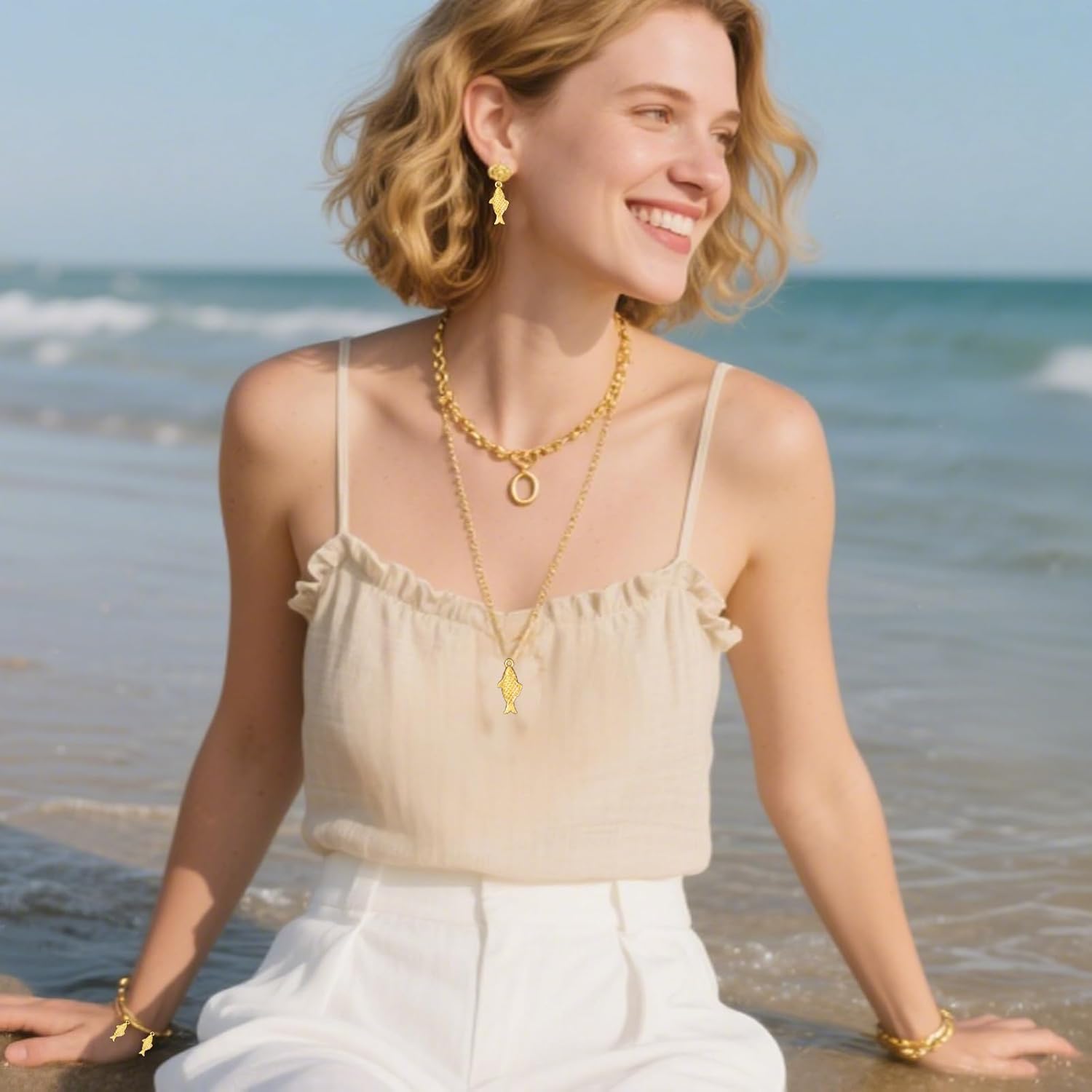 100Pcs Fish Charms Gold Ocean Animal Charms for Jewelry Making Cute Metal Fishing Charm Beads for DIY Crafting Bracelets Necklace Earring Pendants for Women Jewelry - Image 7