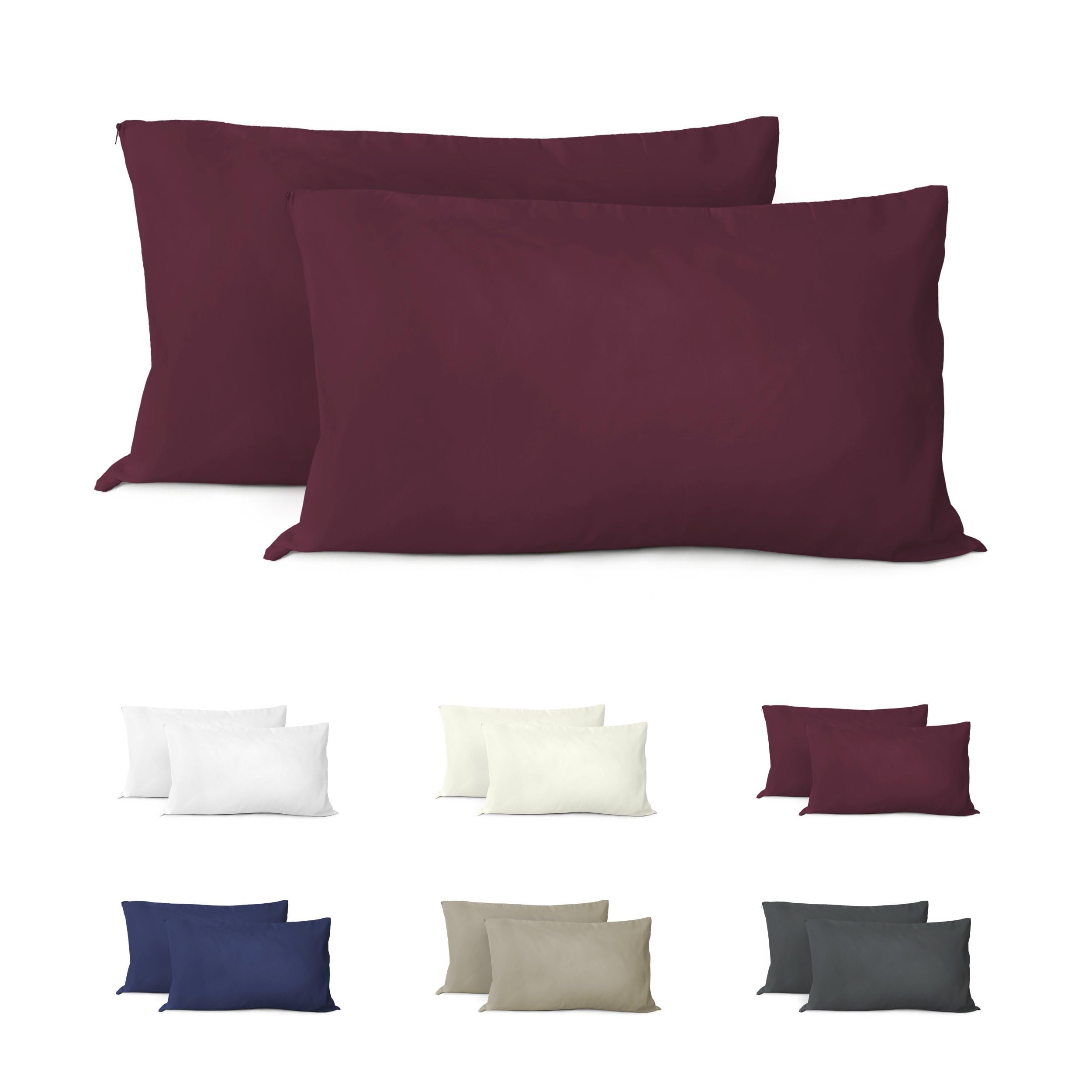 MANEMI - Juego de 2 Fundas Almohada 90cm - Funda Almohada 45x90cm, Poliéster Transpirable y Suave, Protector de Almohada con Cremallera