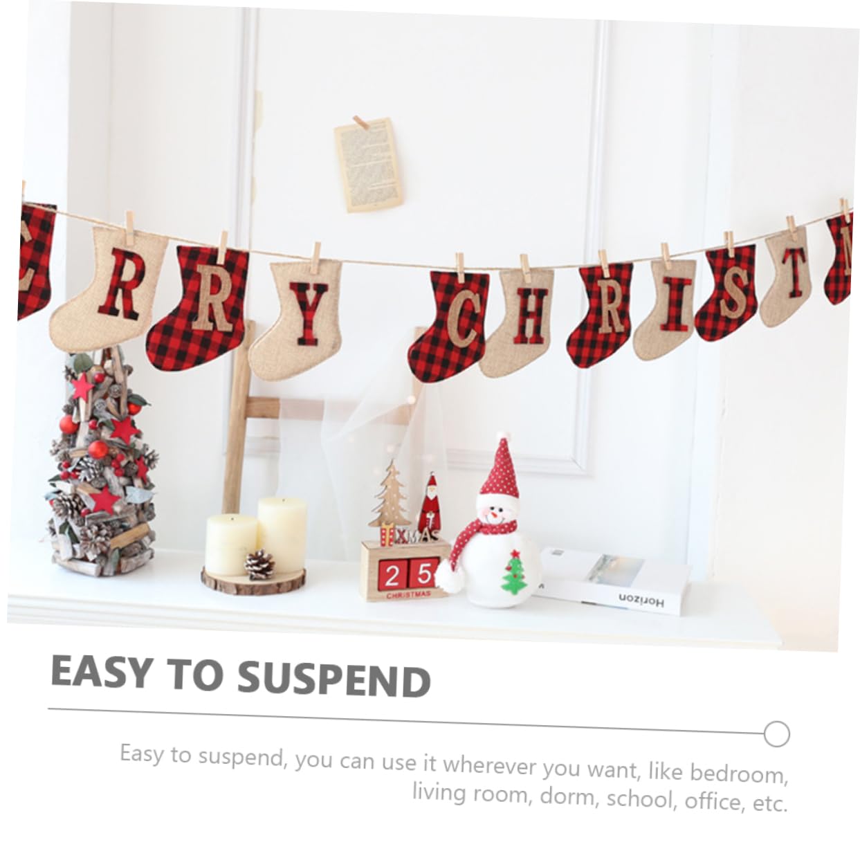 Ciieeo 2pcs Christmas Sock Hanger Decorative Silver Christmas Stockings Xmas Tree Banner