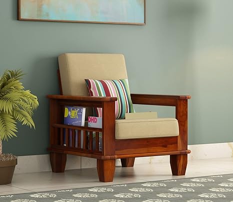 HARSHITA FURNITURES Sheesham Wood Single Seater Sofa Set for Living ...