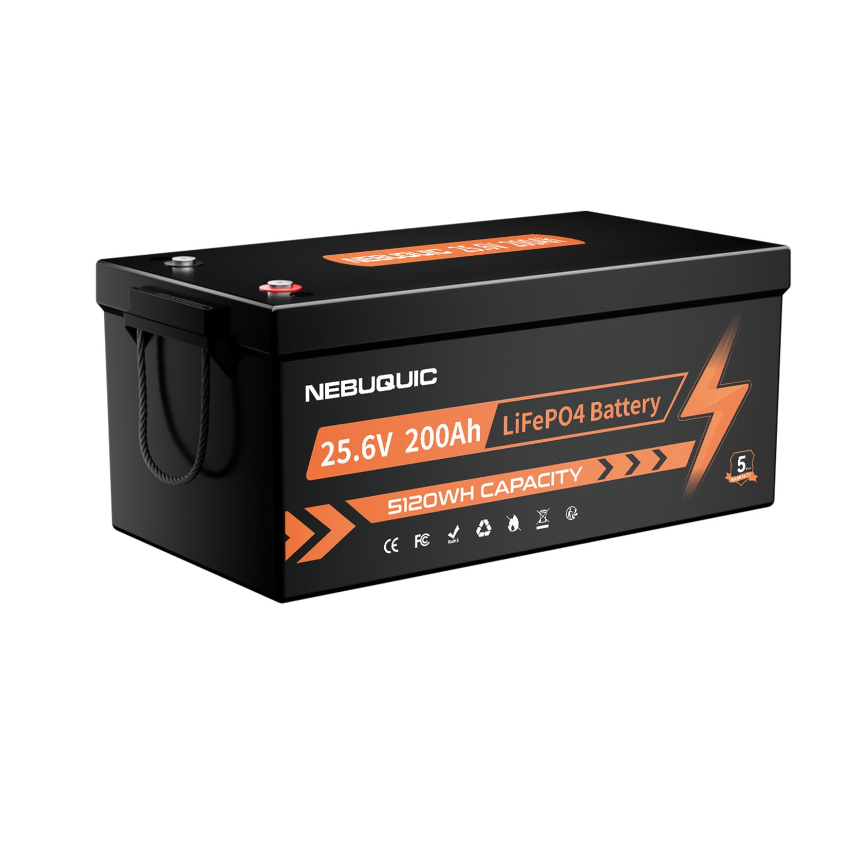 24V 200Ah LiFePO4 Lithium Battery, 5120Wh Deep Cycle Battery with Low Temperature Protection, IP65 Waterproof, Built-in 200A BMS, Expandable 2S4P for Trolling Motor, Solar, RV, Camper, Off-Grid