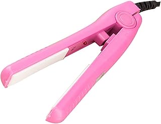 Piastra per capelli per pony, capelli corti e sottili, tormalina, ionic, mini piastra per capelli a doppia pizza, in ceramica, per capelli lisci e ricci, guida elettrica (rosa)