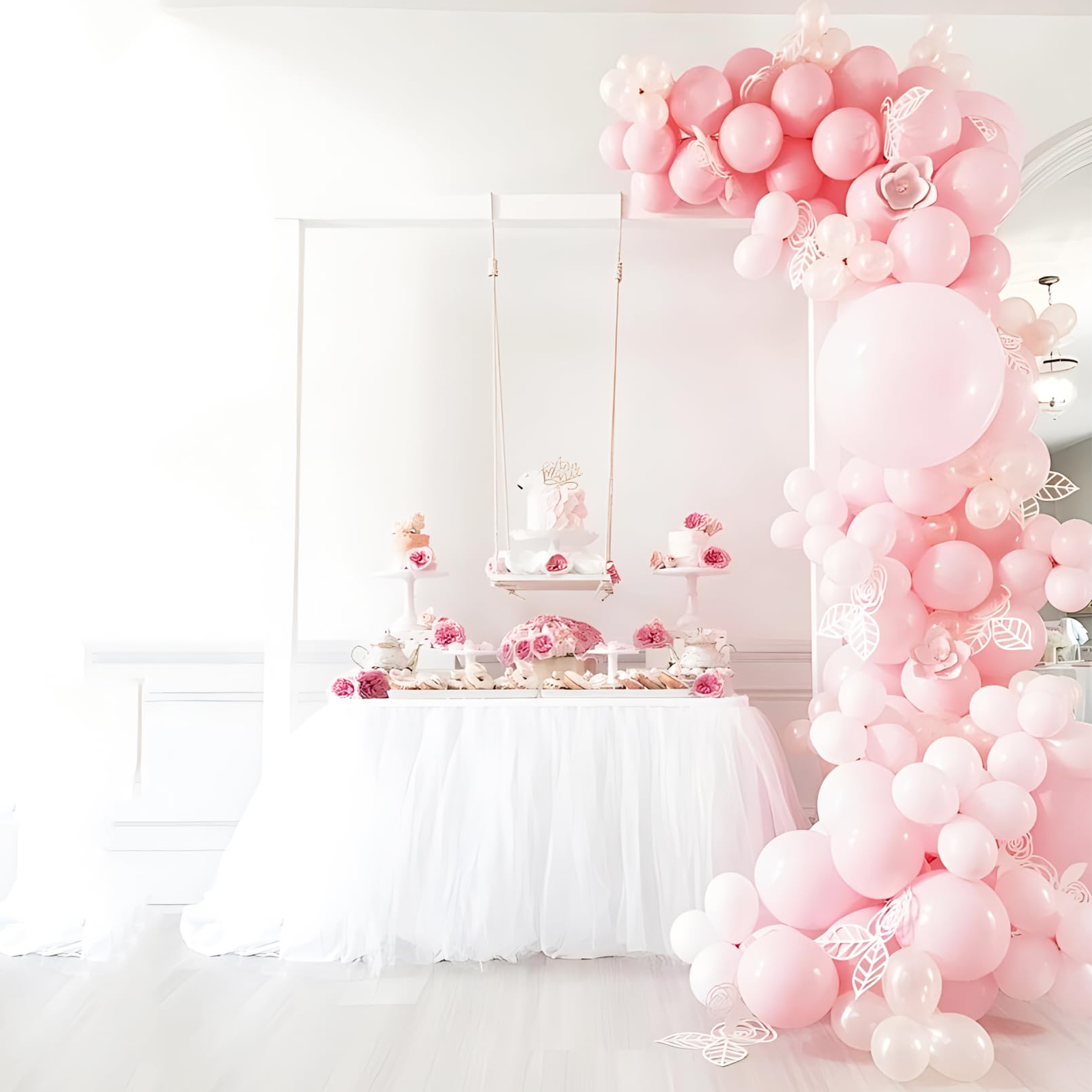 Verstellbarer Ballonbogen Rahmen mit Basis, biegbares Kit für Geburtstag, Hochzeit, Babyparty Party (Schwarz)