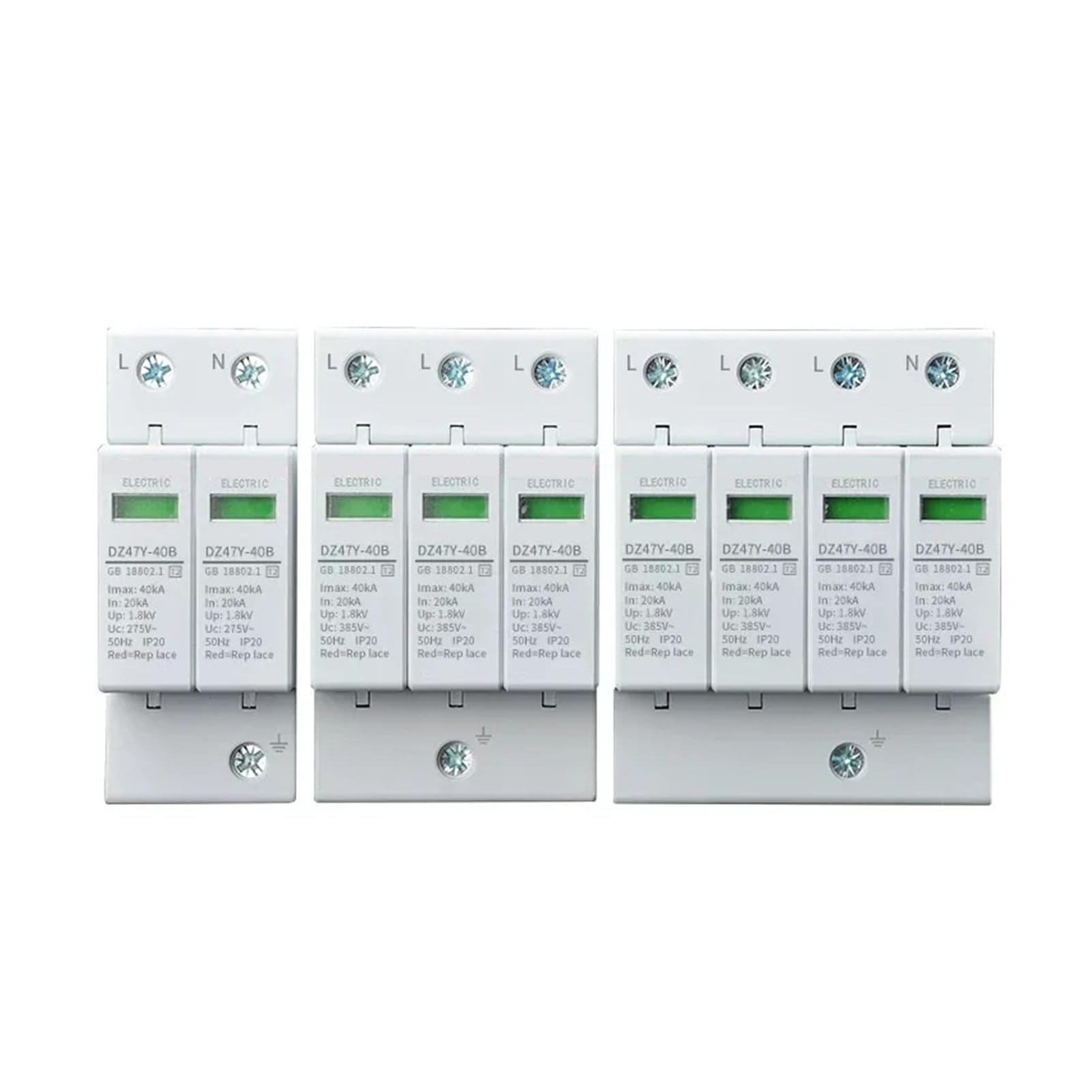 Pararrayos Trifásico de Cuatro Hilos 2P3P4P | Protector de energía industrial T2 Monitoreo del hogar Desconexión de relámpagos 220v(4P-80KA)