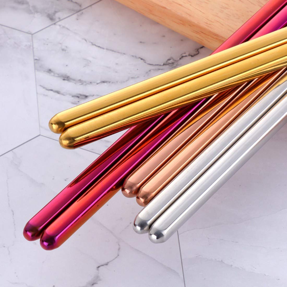 Bacchette Lunghe Da Cucina HOMSFOU – 40 Cm, In Acciaio Inox E Legno, Antiscivolo, Per Friggere E Pentola Calda