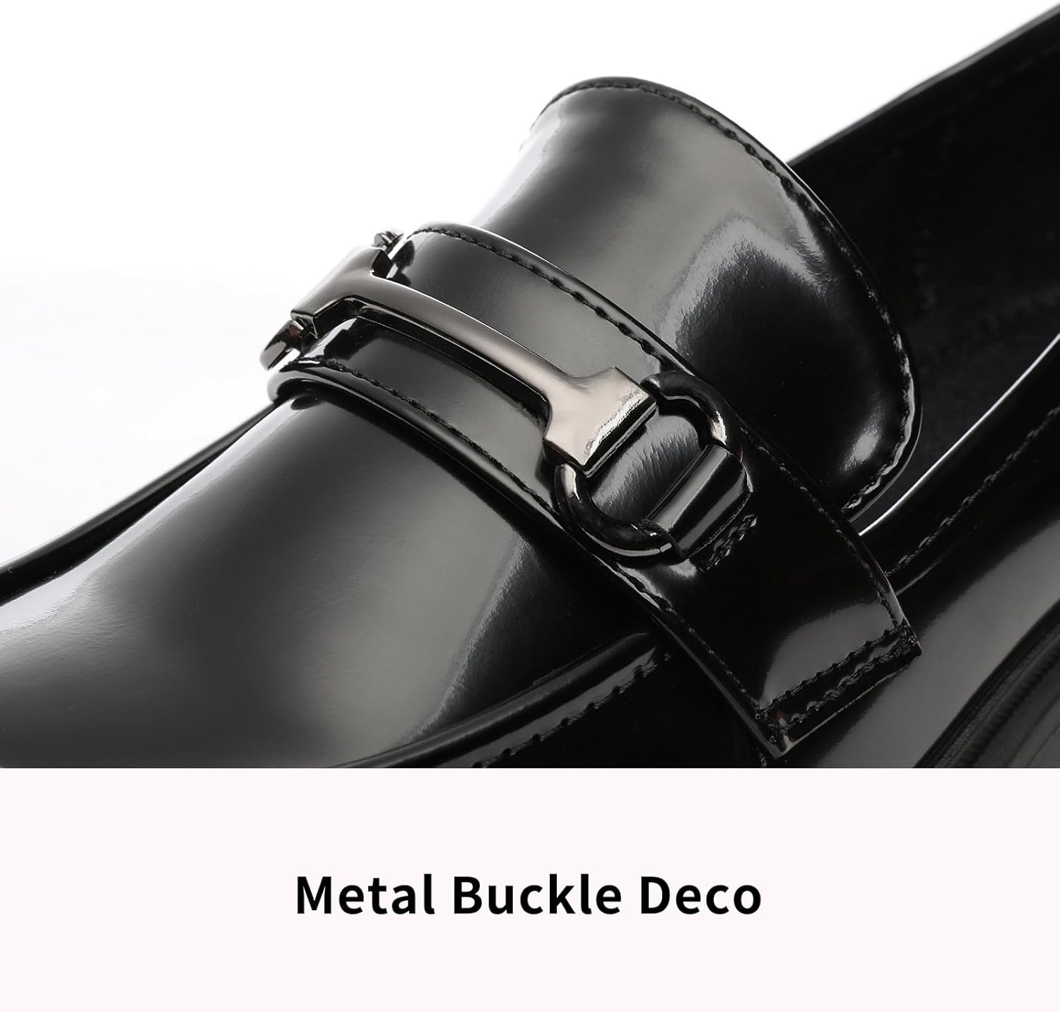 Women's Chunky Platform Loafers with Buckle Patent Leather Black Penny Loafers Fashion Office Work Business School Dressy Casual Shoes Comfortable Slip-on - Image 4