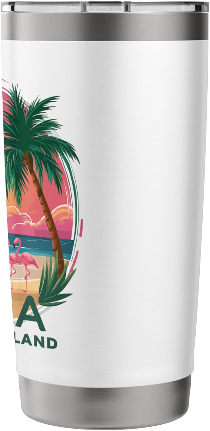 Aruba's One Happy Island beautiful sunset beach Flamingo Stainless Steel Insulated Tumbler