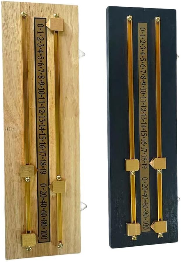 Wooden Billiard Game Scorer 2 Track Scoreboard Solid Wood Manual Pool Table For Score Keeper Abacus Style Snooker Counter for Game Room Decor(Black)