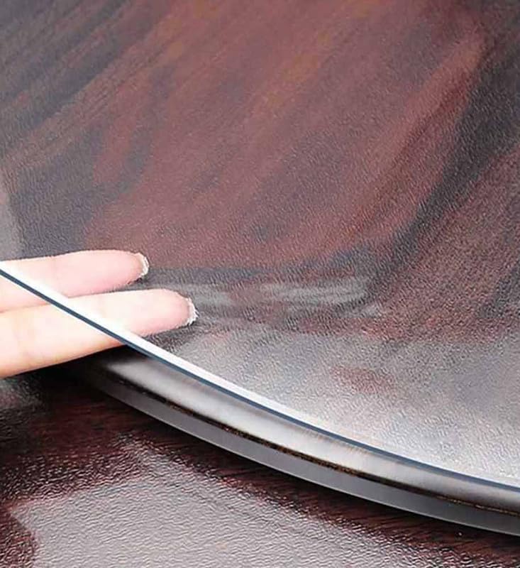 Miniatura 4 de Round Clear Plastic Tablecloth Table Protector Furniture Circle Cover Vinyl Waterproof Wipeable PVC Water Heat Resistant for Dining Bed Side Table