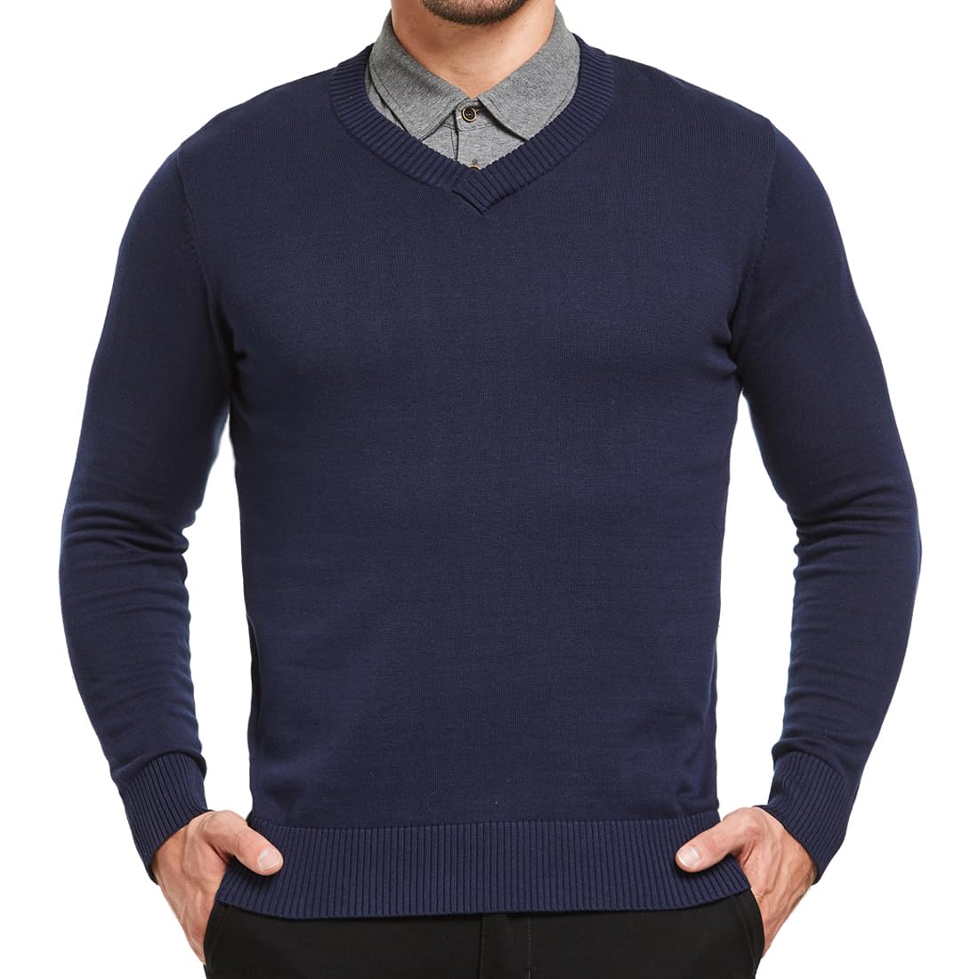– Men‘s V Neck Jumpers Knitted Sweaters