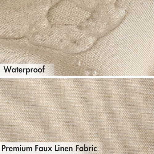 MIULEE Leinen Texturiert Duschvorhang 120x200 cm Hellbeige, Schwerer Hotel Luxus Polyester Wasserdicht Duschvorhänge, Antischimmel Waschbar Stoff Badvorhang für Badezimmer mit 8 Ringe