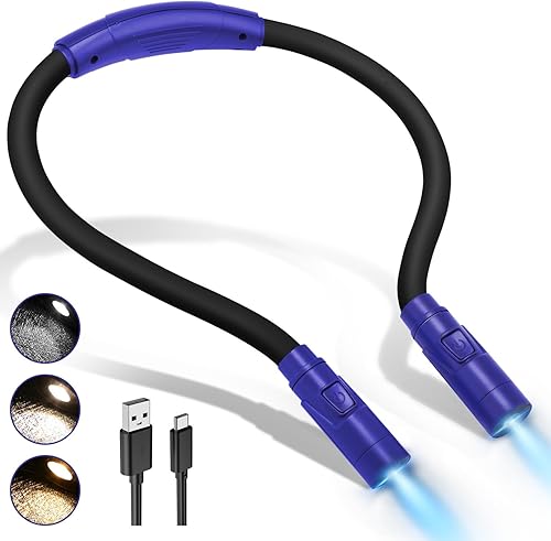 LUXJET Regalo ideal para amantes de los libros, luz de lectura de cuello para lectura manos libres, 3 modos de color, batería de 80 horas, luz
