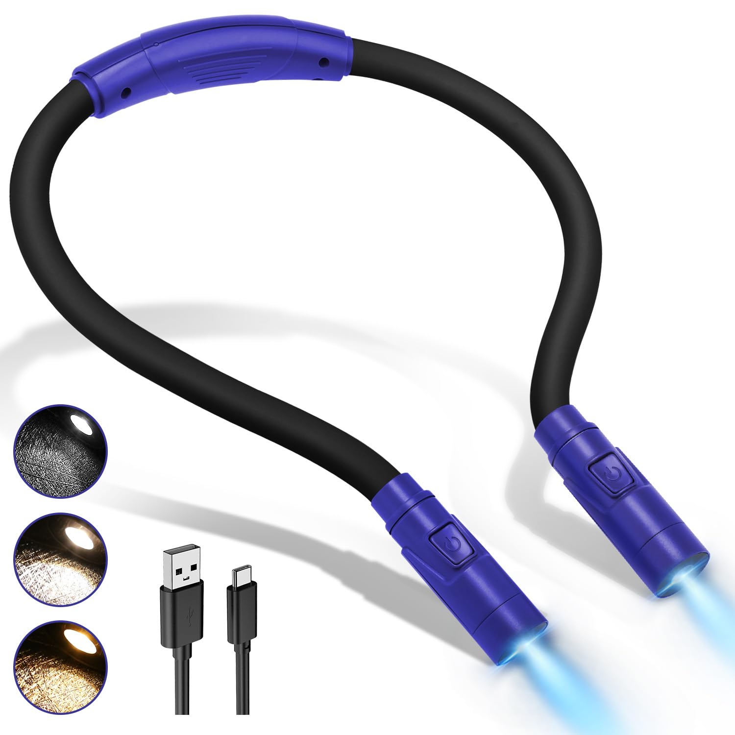 Portable Neck Light for Knitting &amp; Crafts with 3 Light Settings, Dark Blue