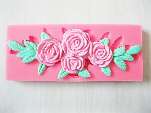 Miniatura 3 de 2 moldes de silicona para dulces de cuatro rosas, para fondant, moldes de caramelo de chocolate, manualidades de azúcar, moldes de pastel para