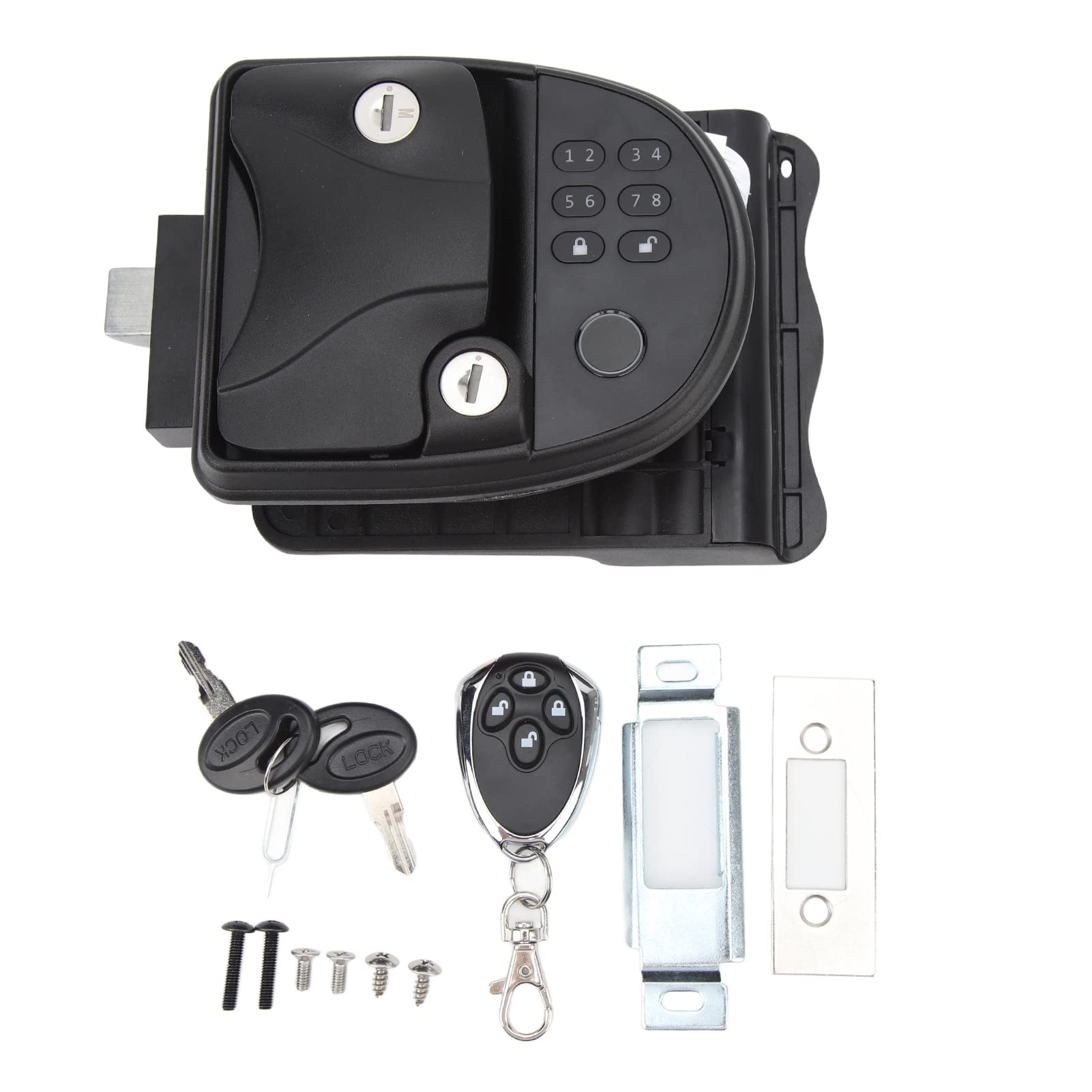 Clavier D'entrée sans clé pour Camping-car, Caravane, Loquet de Porte, Télécommande, Serrure Numérique, Poignée de Loquet, Kit de Pêne Dormant pour Camping-cars, Remorque à 5 Roues