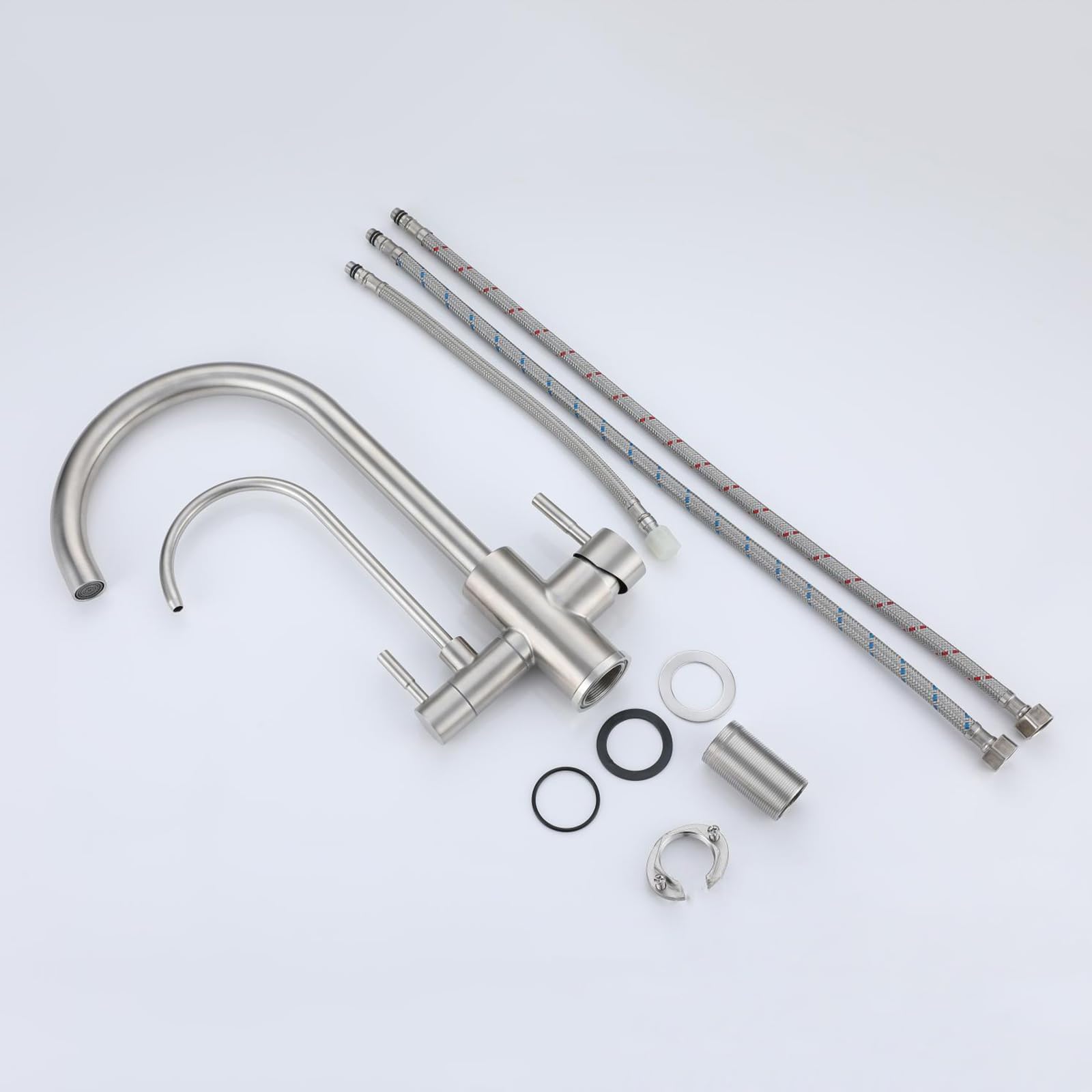 XJTNLB Rubinetto Cucina 3 Vie Osmosi Spazzolata con Doppia Leva Rubinetto per Depuratore Acqua Sus 304