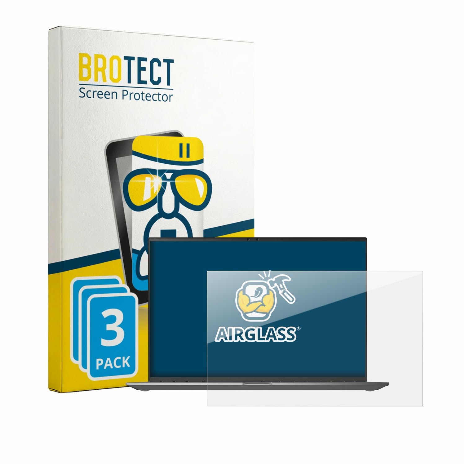 BROTECT 3 Unidades Lámina Cristales para LG gram 16Z90TL-G | Transparente Protección Pantalla Made in Germany, Dureza 9H Anti-Arañazos Protector Cristal