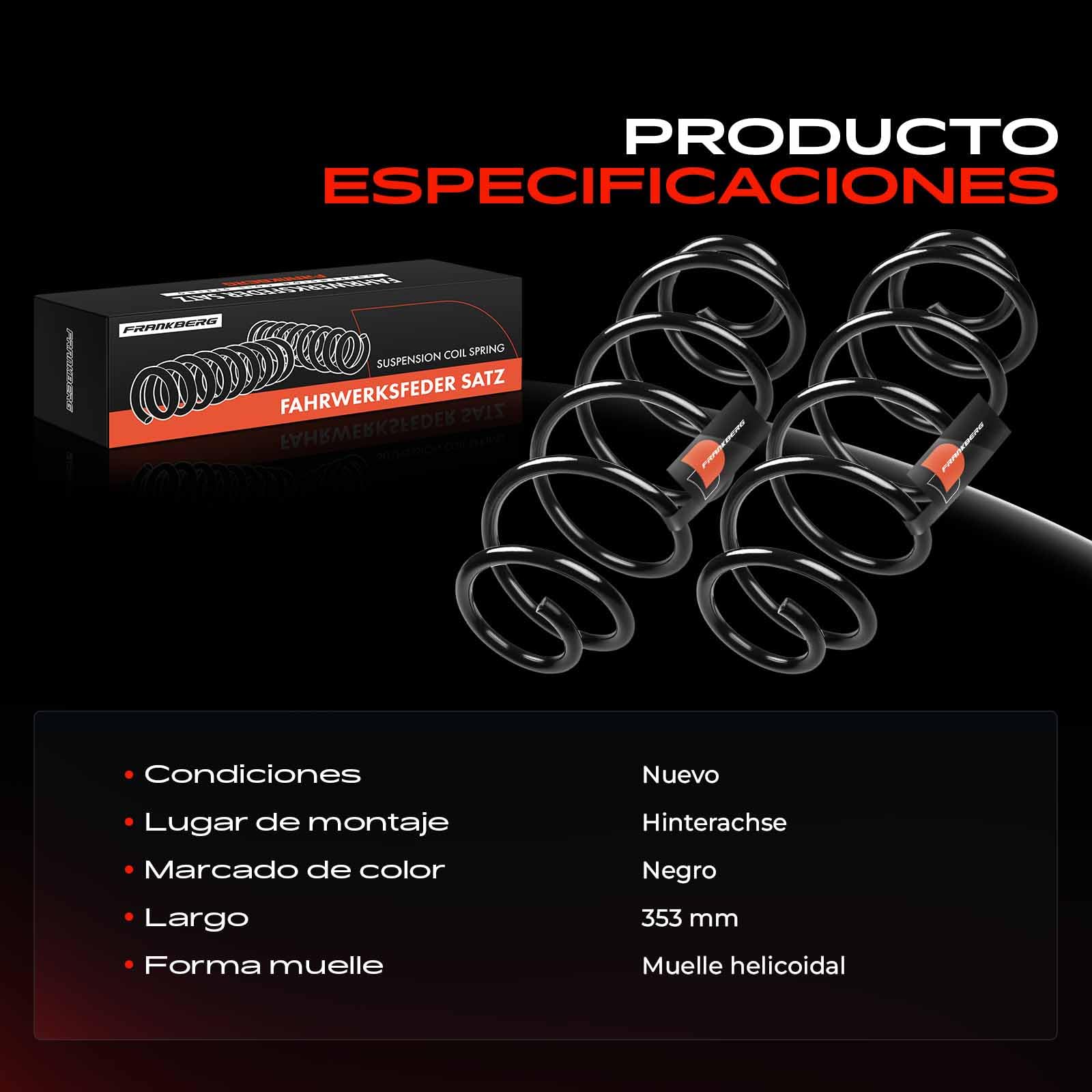 Frankberg 2 muelles de suspensión para eje trasero 5102G4 | Compatible con: C3 I FC FN