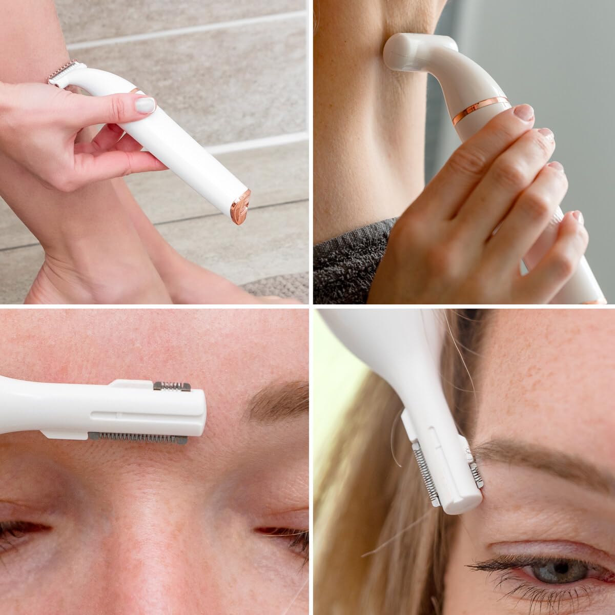 Rio Damen 4-in-1 Rasierer & Bikini-Trimmer, Weiß, Minimalistisch, Folie|Rotierend, Aufladbar, IPX7 Wasserdicht, Frauen, Damen, Weiß