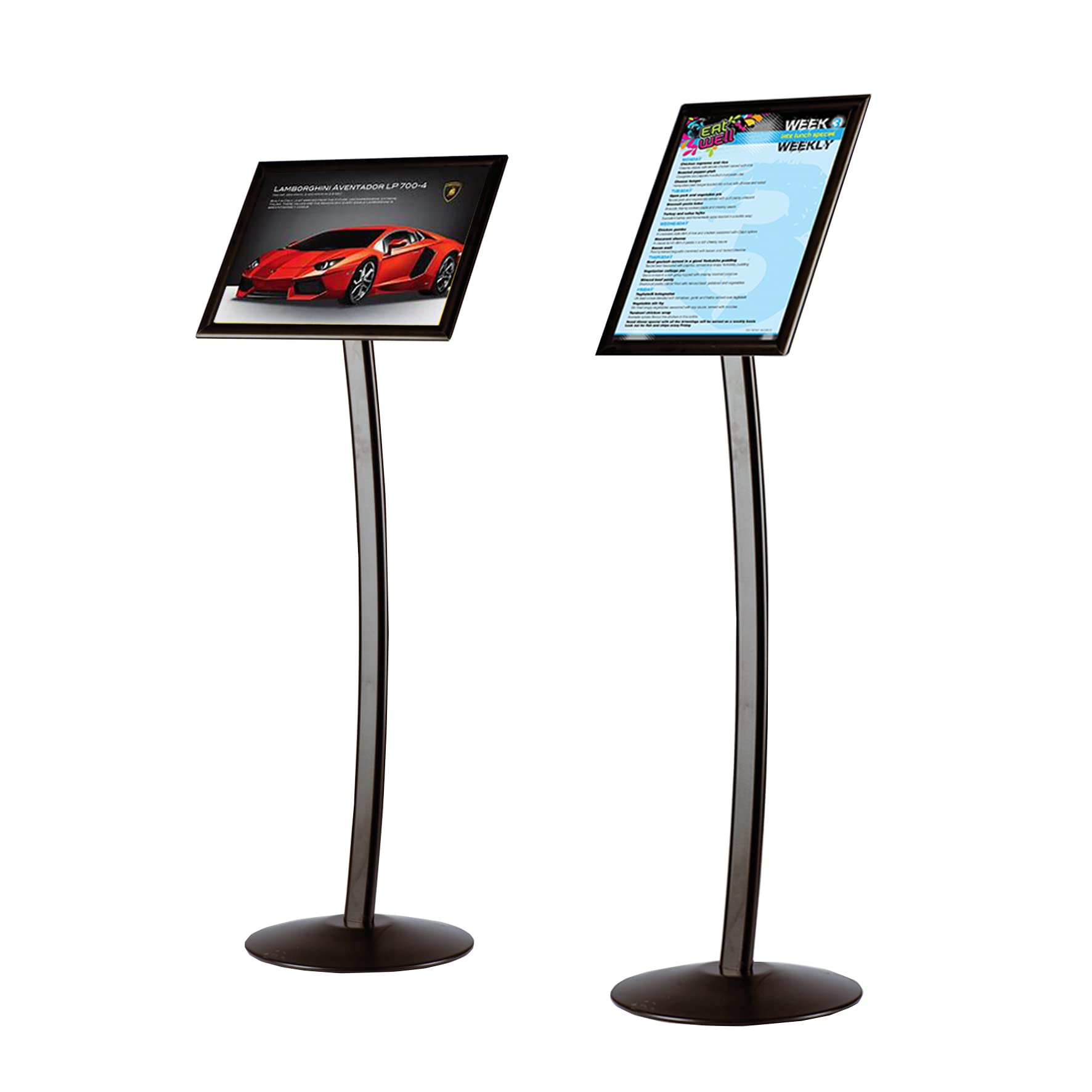 Wonderwall Black A4 Poster Frame Freestanding |Menu Or Info Stand - Curved, 2 Options To Choose From