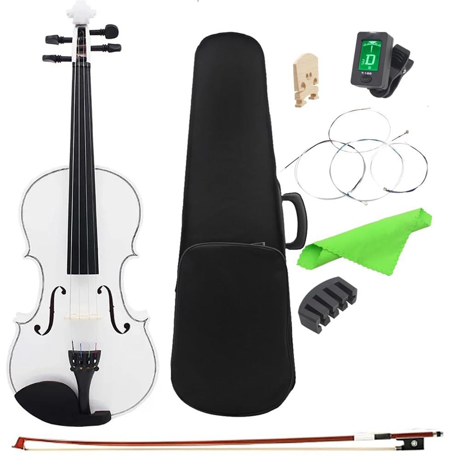 Violino 4/4 In Legno Massello Con Strage Box Accordatore Per Arco Ponti Accessori Strumento Musicale