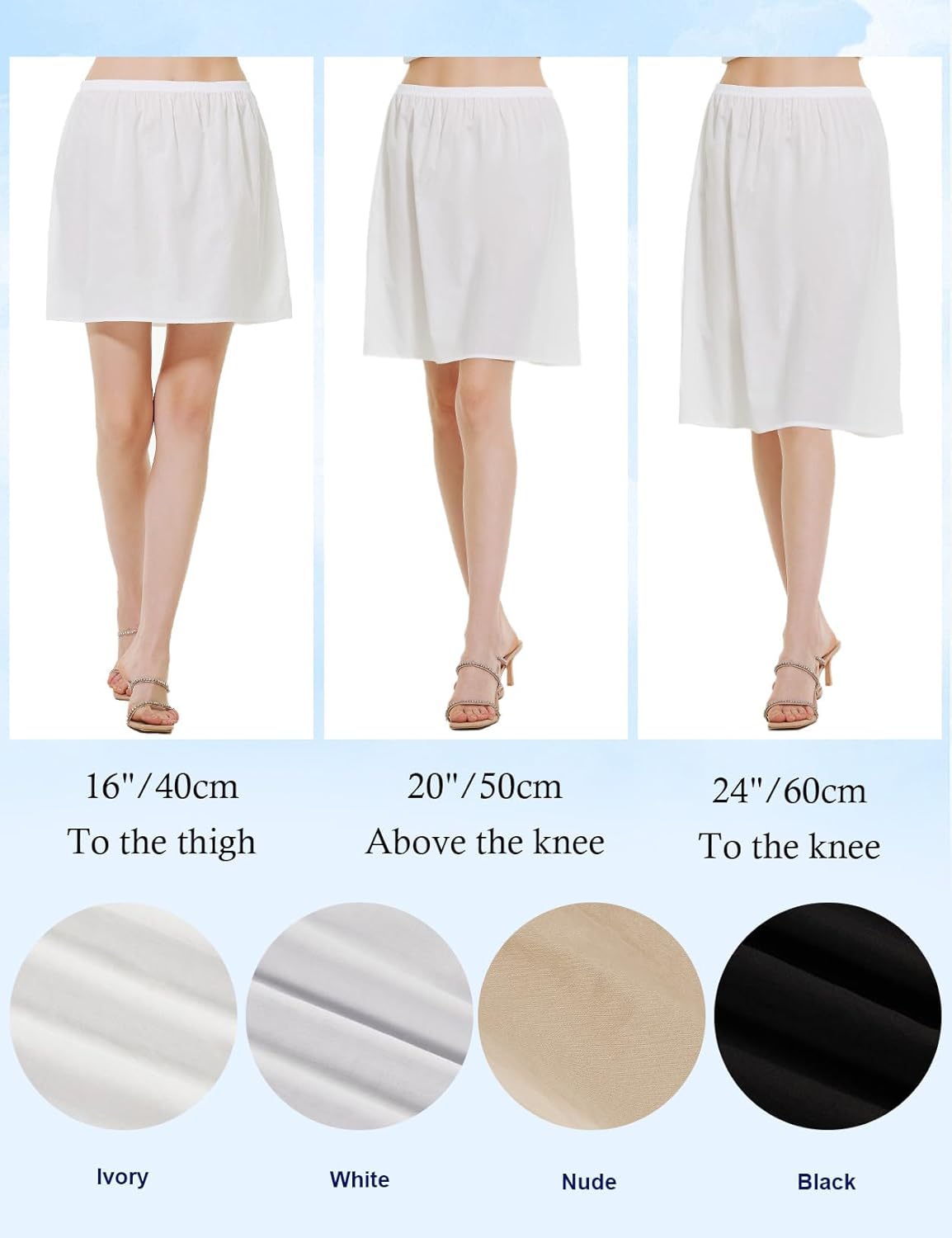 BEAUTELICATE Womens Half Slip 100% Cotton Vintage Underskirt in 3 Lengths - Image 5