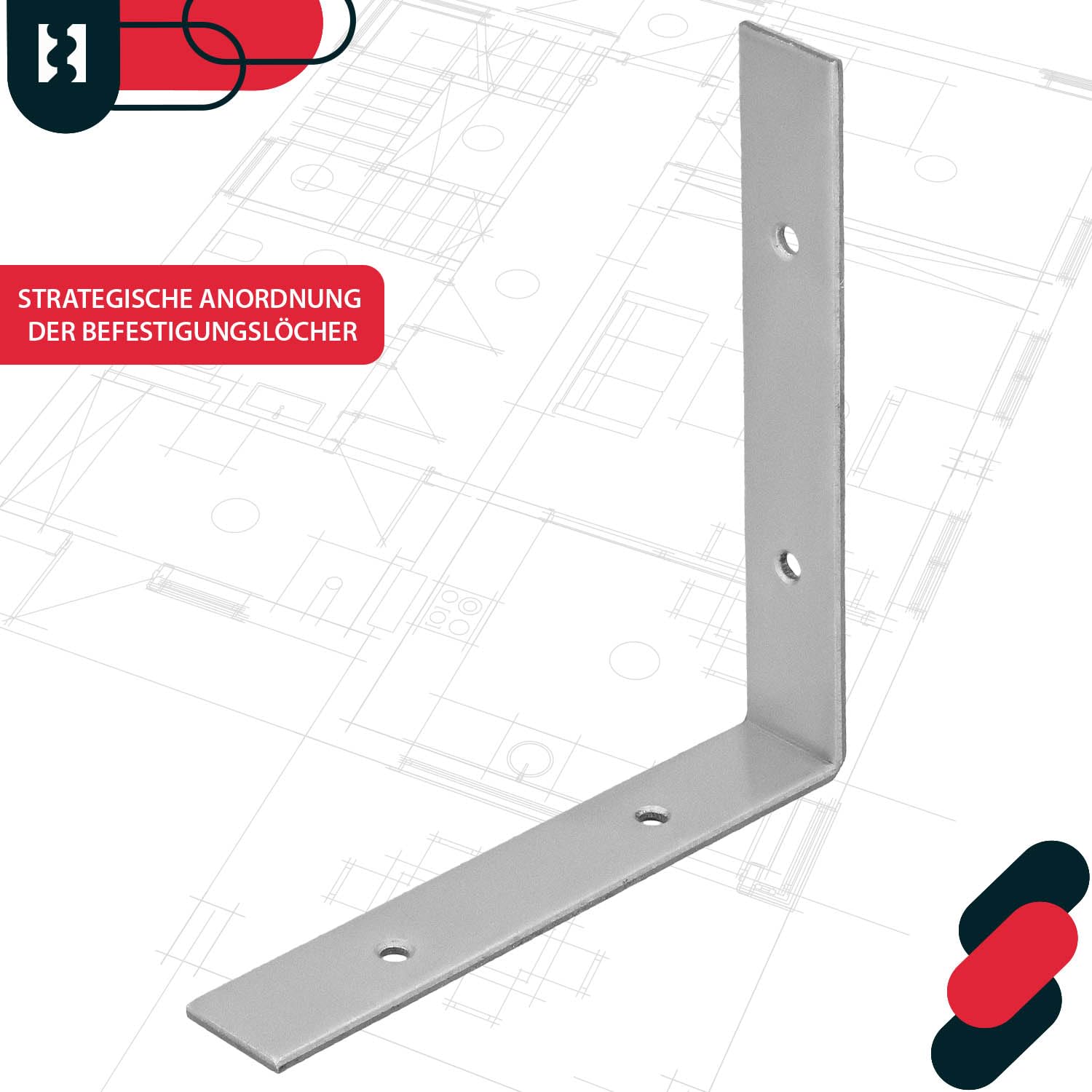 KOTARBAU® 100 szt. Kątownik Ciesielski - Łącznik Budowlany - 150 x 150 x 25 mm - Stal Ocynkowana