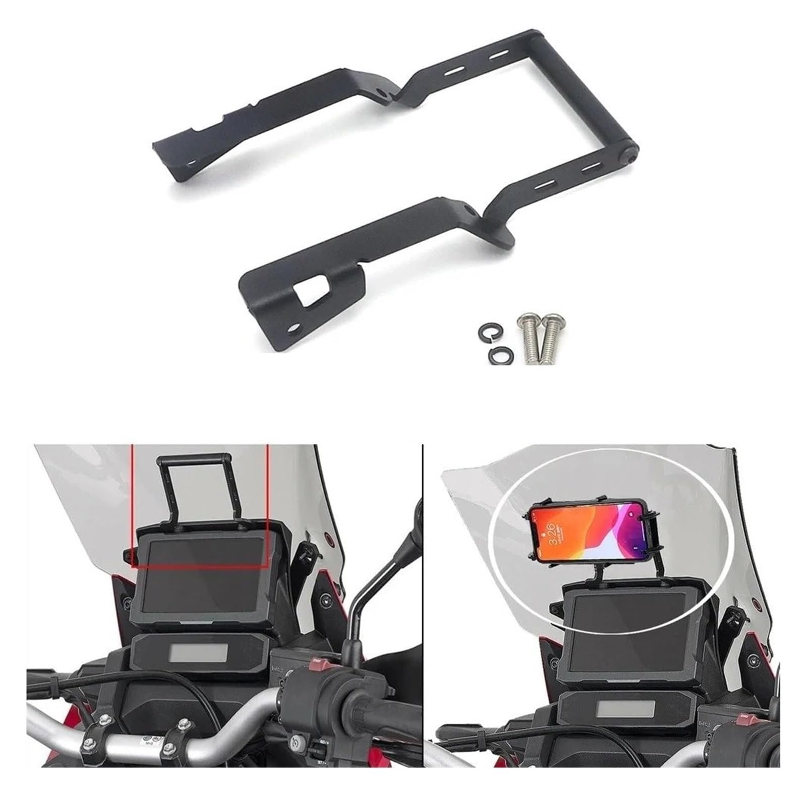 Support GPS Moto pour CRF1100L pour CRF 1000L pour Africa Twin 1100 L 2020 Support De Téléphone pour Moto Navigation GPS Chargement sans Fil(Mounting Kit)