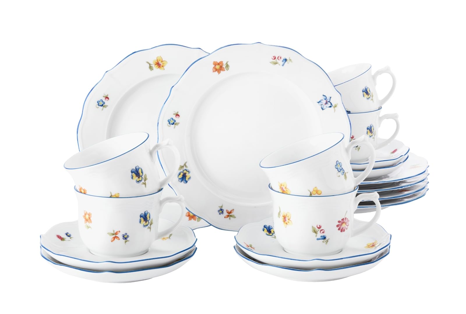 Seltmann Weiden Servicio de café 18 Piezas | Set para 6 Personas | Serie Sonate Blanco | Servicio Incluye Cada 6 Plato de Desayuno, Taza de café, platillo de café