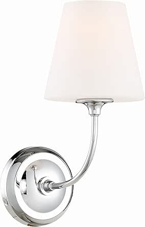 Crystorama Libby Langdon Sylvan 1 Light Polished Chrome Sconce with Sconce with Glass Shade