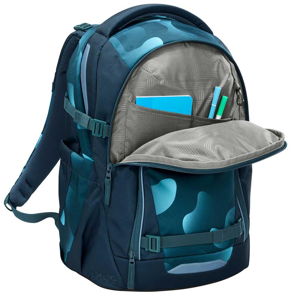 coocazoo MATE Schulranzen-Set 3tlg für Mädchen und Jungen ab der 4. Klasse mit Rucksack. Schlamperetui und Sportbeutel (Aqua Flow)