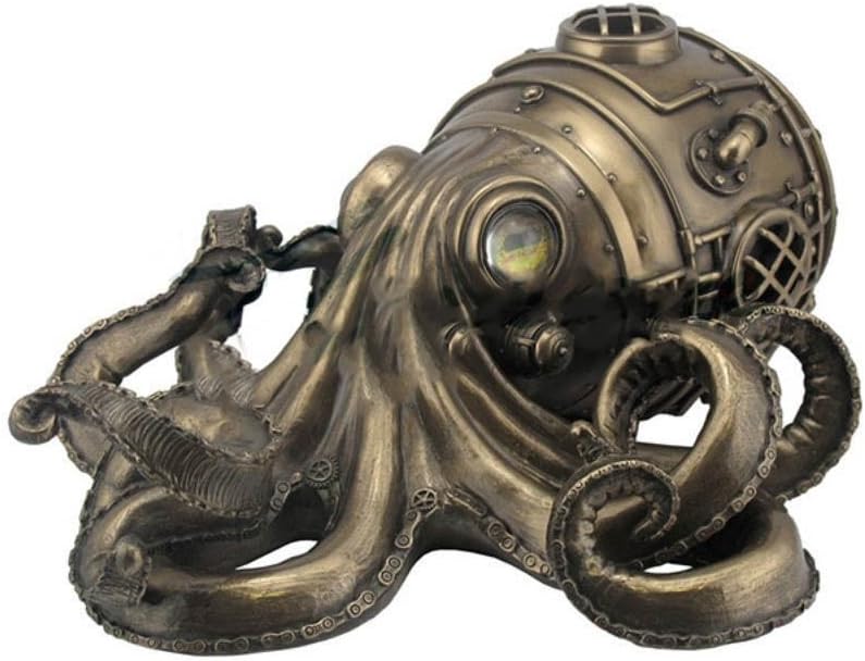 10.75" Steampunk Octopus Secret Trinket Box Decor Statue Figure Animal Sculpture