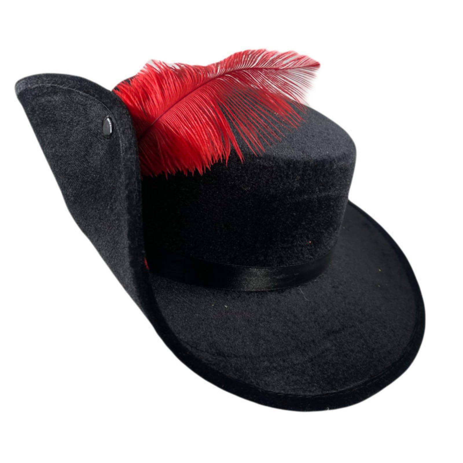 Cazqgoy Unisex Black Gentleman Fedoras Hats Musketeer Hat, Classic Trilby Jazz Hat, Manhattan Hat Wide Brim, Feather Decor Vintage Caps