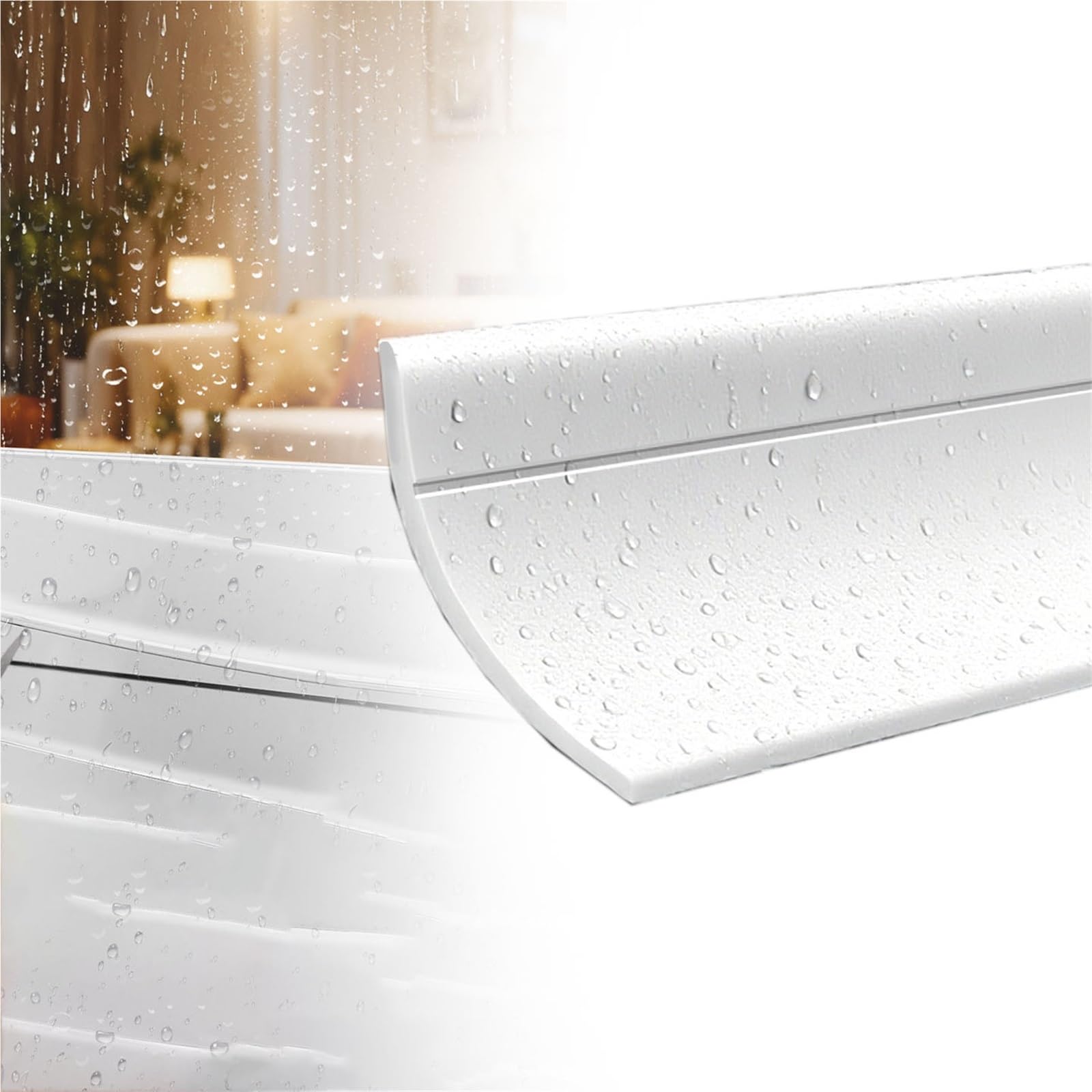 Barra deflectora de Lluvia autoadhesiva para Ventana, de Goma Blanca, de 25 a 45 mm de Ancho, 1 a 10 Unidades (Unidad de 45 mm). Protege el vehículo de la Lluvia y el Viento.